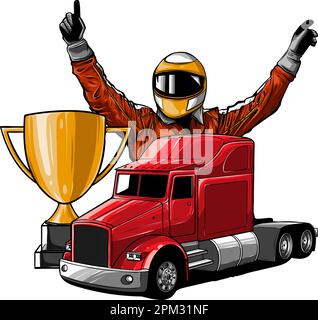 Vektorvorlage für Pilot- und LKW-Rennfahrer Stock Vektor