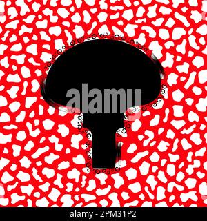 Darstellung der Silhouette „Fly Agaric Pilze“ mit rot-weißer Textur. Vektorfarbiger Hintergrund. Stock Vektor