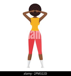 Rückansicht einer stehenden Fitnesstrainerin. Persönliche Sporttrainer-Vektorgrafik Stock Vektor