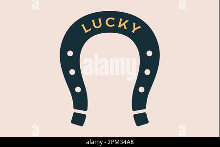 Unterschreiben Sie Lucky Hufeisen. Einfache grafische Silhouette Hufeisen auf weißem Hintergrund, viel Glück Hufeisen, Willkommenssymbol, Vintage-Grafik und Glückssymbole. Stock Vektor