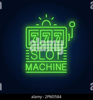 Spielautomat farbenfrohes Neonschild Stock Vektor