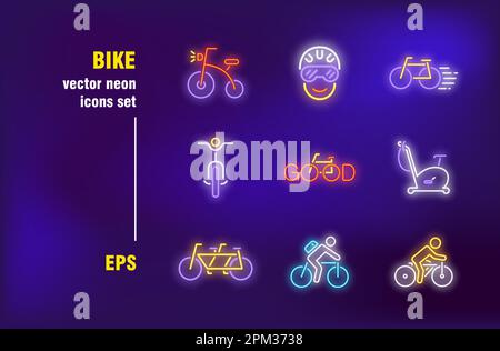 Bikes Kollektion im Neon-Stil Stock Vektor