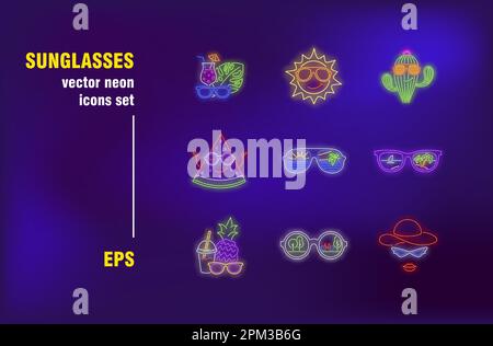 Sonnenbrillen-Kollektion im Neon-Stil Stock Vektor
