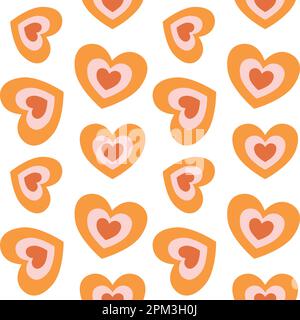 Vektor-Nahtloses Muster von Retro-groovy Herzen Stock Vektor