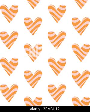 Vektornahtloses Muster eines groovy gestreiften Herzens Stock Vektor