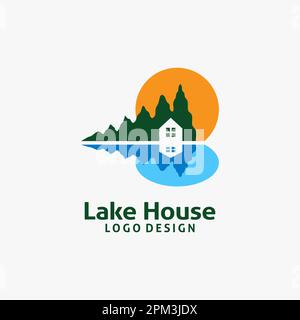 Lake House Logo-Design Stock Vektor