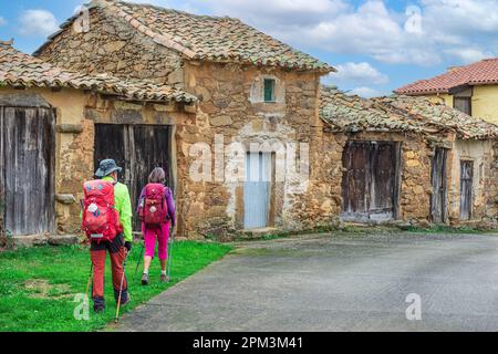 Spanien, Kastilien und León, Umgebung von Rionegro del Puente, Wanderung auf der Via de la Plata über Ourense oder Camino Sanabres, spanische Wallfahrtswege nach Santiago de Compostela Stockfoto