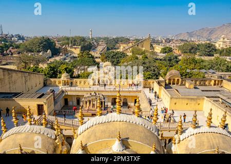 Indien, Rajasthan, Jaipur, UNESCO-Weltkulturerbe, Palast der Winde oder Hawa Mahal Stockfoto