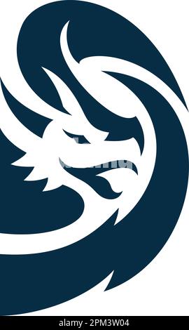 Abstraktes Design des Drachen in Form des Buchstabens D. Stock Vektor