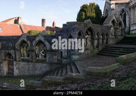 Darstellung der Straße nach Calvary, St. John's Church, Frome, Somerset, England Stockfoto