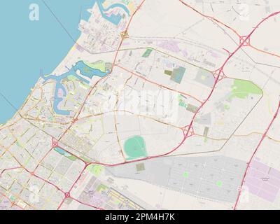 Ajman, Emirat der Vereinigten Arabischen Emirate. Straßenkarte Öffnen Stockfoto