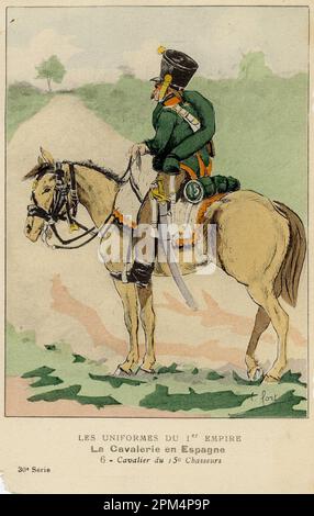 cavalier du 15e régiment de Chasseurs à cheval, Campagne d'Espagne - 1er Empire Stockfoto