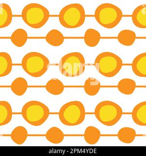 Nahtloses Muster mit Linien im Retro-Stil und runden Formen. Stock Vektor