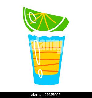 Mexikanischer Tequila. Traditionelles Weihnachtsessen. Stilisierte Illustration für die Feier Cinco de Mayo. Stock Vektor