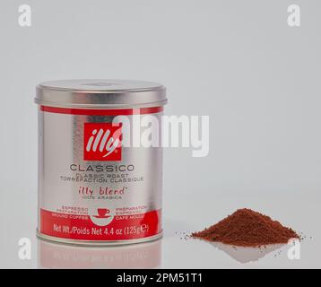 Mansfield, Nottingham, Vereinigtes Königreich: Studio-Produktbild einer Dose Illy Coffee. Stockfoto