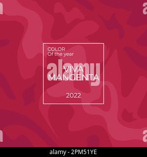 Viva Magenta-Farbe des Jahres 2023. Abstrakter, luquider Hintergrund mit quadratischem Rahmen. Stock Vektor