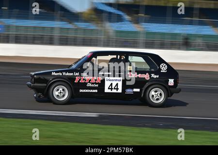 Jim Morris, Tom Shephard, VW Golf GTi Mk1, eine Stunde Rennen um ein Gitter, das die Historic Touring Car Challenge, HTCC und die Tony Dron Trophy für T kombiniert Stockfoto