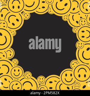 Nahtloses Muster mit Lächelsymbolen. Ein fröhliches Lächeln mit nahtlosem Muster im trendigen, flippigen Y2K-Stil. Vektordarstellung Stock Vektor