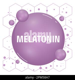 Melatonin-Hormonmolekül. Spielt eine Rolle bei der Synchronisierung des zirkadianen Rhythmus. Vektordarstellung Stock Vektor