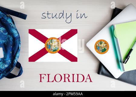 Studieren in Florida. Bundesstaat USA. US-Bildungskonzept. Lernen Sie das amerikanische Konzept. Stockfoto