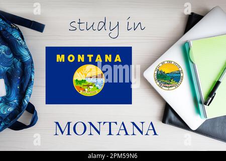 Studieren Sie in Montana. Bundesstaat USA. US-Bildungskonzept. Lernen Sie das amerikanische Konzept. Stockfoto