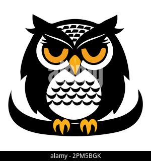 Eule. Vektordarstellung isoliert auf weißem Hintergrund. Symbol der Weisheit. Stock Vektor