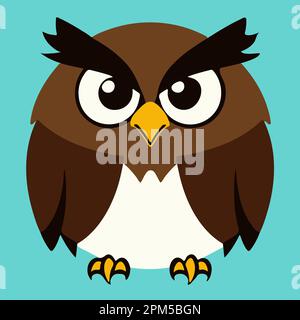 Vektordarstellung des Eulen-Cartoons. Süße Cartoon-Eule mit großen Augen. Vektordarstellung. Stock Vektor