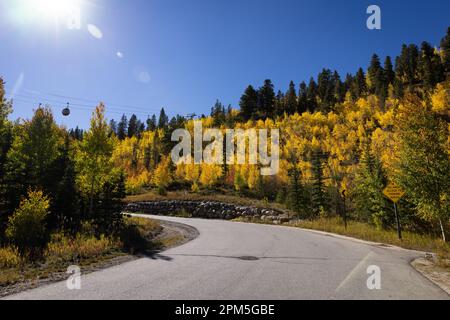 Herbststraße in Breckenridge, Colorado Stockfoto