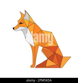 Fox Logo-Design. Abstraktes, farbenfrohes, polygonales Foxbild. Ruhiger Fuchs. Vektordarstellung Stock Vektor