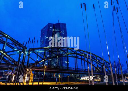 Gebäude der Europäischen Zentralbank, EZB, am Main in Frankfurt am Main, Hessen, Deutschland, Stockfoto