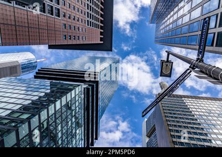 Wolkenkratzer, Bürogebäude, Taunusstraße Ecke Neue Mainzer Straße, in Frankfurt am Main, Skyline, Hessen, Deutschland, Stockfoto