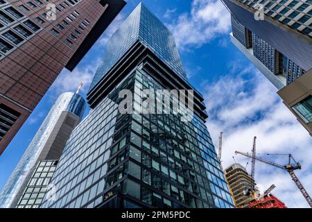 Wolkenkratzer, Bürogebäude, Taunusstraße Ecke Neue Mainzer Straße, in Frankfurt am Main, Skyline, Hessen, Deutschland, Stockfoto