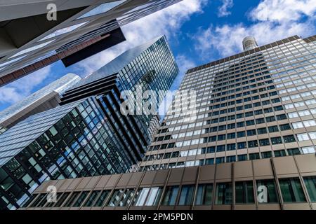 Wolkenkratzer, Bürogebäude, Taunusstraße Ecke Neue Mainzer Straße, in Frankfurt am Main, Skyline, Hessen, Deutschland, Stockfoto