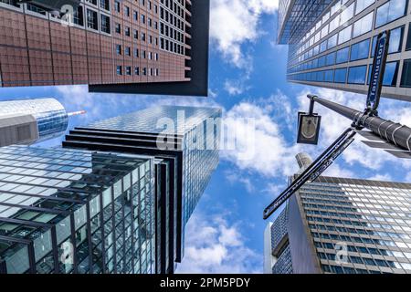 Wolkenkratzer, Bürogebäude, Taunusstraße Ecke Neue Mainzer Straße, in Frankfurt am Main, Skyline, Hessen, Deutschland, Stockfoto