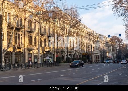 Tiflis, Georgia - 22. Januar 2023: Rustaveli National Theater an der Rustaveli Avenue. Kultur Stockfoto