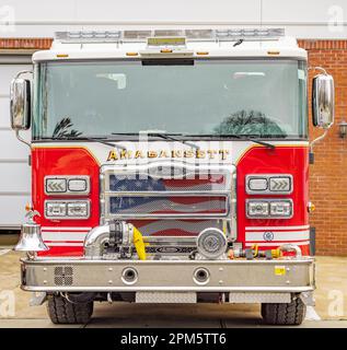 Vorderteil eines Amgansett Feuerwehrautos Stockfoto