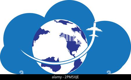 Vorlage für das Vektorlogo von Reisebüros. Weihnachtslogo Vorlage Globe Travel Logo Vektordesign. Stock Vektor