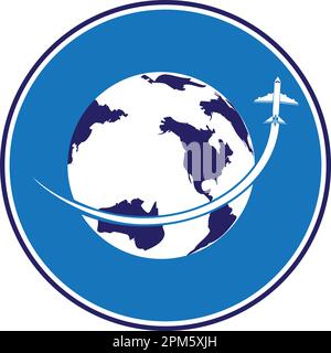 Vorlage für das Vektorlogo von Reisebüros. Weihnachtslogo Vorlage Globe Travel Logo Vektordesign. Stock Vektor