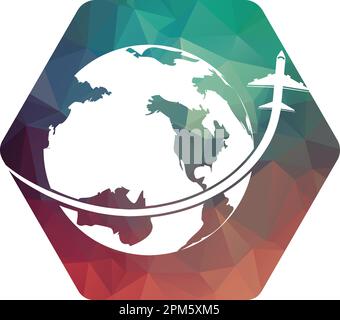 Vorlage für das Vektorlogo von Reisebüros. Weihnachtslogo Vorlage Globe Travel Logo Vektordesign. Stock Vektor