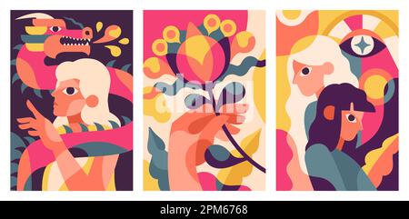 Futuristische Poster im kubistischen Stil Stock Vektor