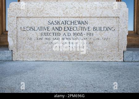 Gedenkstätte des Saskatchewan Legislative Building in Regina, Saskatchewan, Kanada Stockfoto