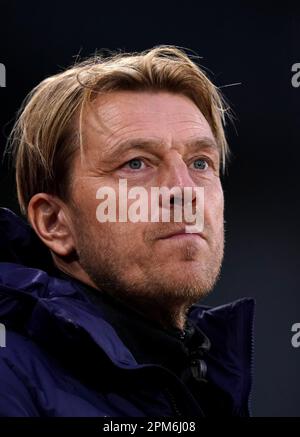 Australischer Manager Tony Gustavsson während der Alzheimer’s Society International im GTECH Community Stadium in Brentford. Foto: Dienstag, 11. April 2023. Stockfoto