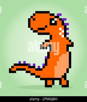 8-Bit-Pixel-T-rex-Dinosaurier. Tiere in Vektordarstellungen für Kreuzstich-Muster. Stock Vektor