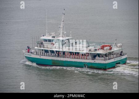 Galveston, Texas - 27. März 2023: Fischerboot im Hafen von Galveston in Texas. Stockfoto