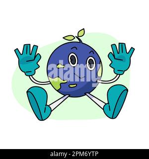 Motivationsposter oder Vorlage im Kartendesign mit Walking Happy Earth Planet Character Maskottchen mit besserer Vorlaufzeit Bildunterschrift für T Shirt pri Stock Vektor