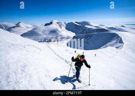Skitouren im Rondane-Nationalpark, Norwegen Stockfoto