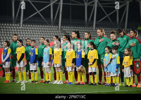 Marocco Frauen Nationalfußballmannschaft während des Freundschaftsspiels gegen Rumänien 12.04.2023 , Arcul de Triumf Stadion , Bukarest , Cristi Stavri Stockfoto