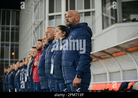 Cristi Dulca - Coach des rumänischen Frauen-Fußballteams Stockfoto