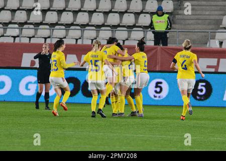 Rumänien Frauenmannschaft während des Freundschaftsspiels gegen Marocco , 12.04.2023 , Bukarest , Cristi Stavri Stockfoto