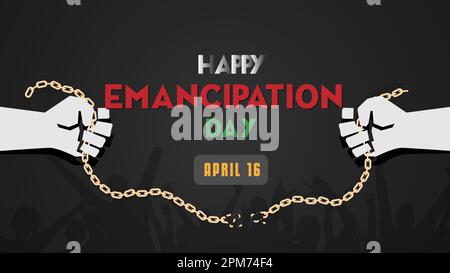 Poster „Happy Emancipation Day“, Webbanner-Design auf schwarzem Hintergrund. Vektordarstellung. Stock Vektor